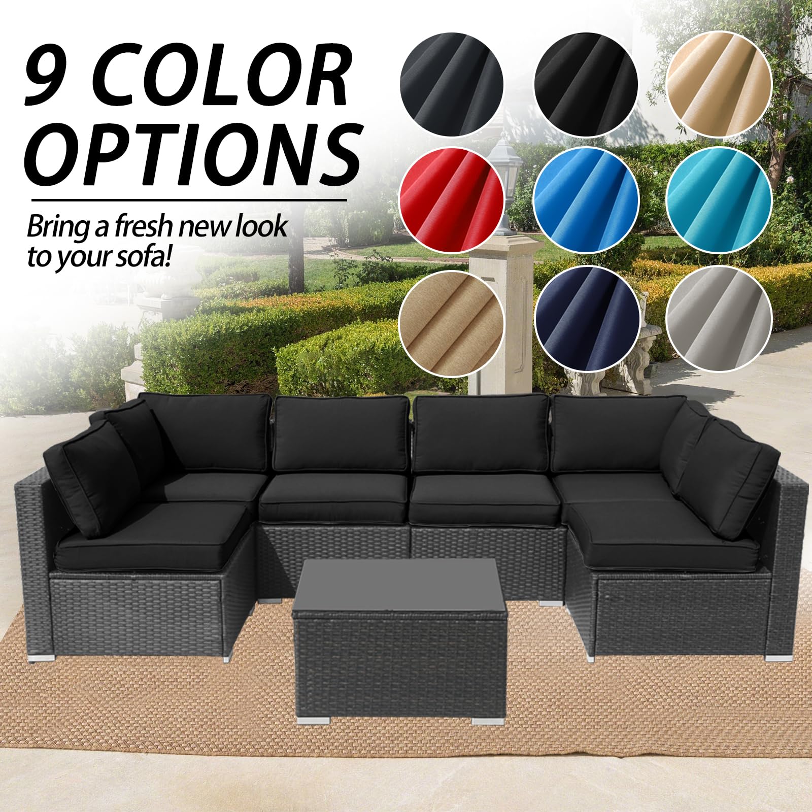 Waterproof Outdoor Patio Cushion Covers Set of 14 - Heavy Duty Replacement Covers for Patio Furniture with Zipper Closure, Fade Resistant Dark Gray - Perfect for Deck, Poolside, and Garden Furniture Protection