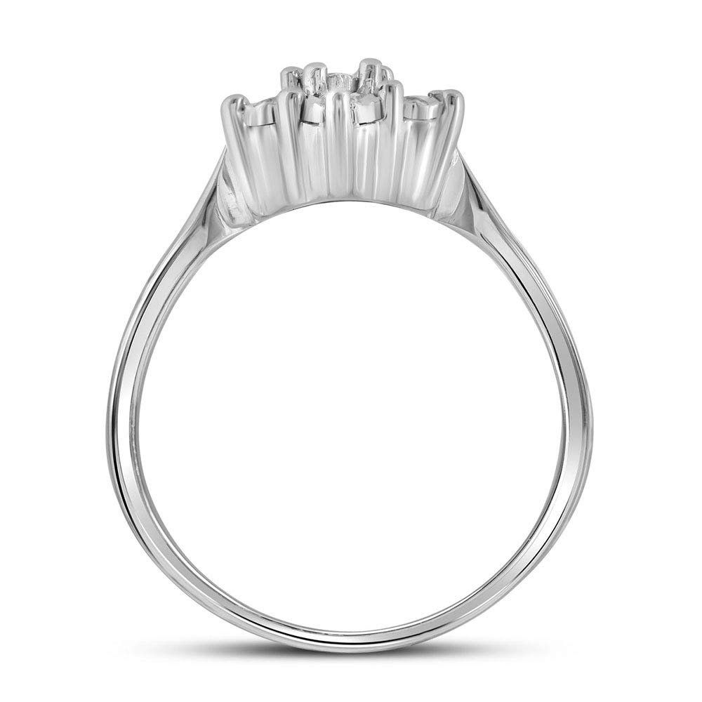Dazzlingrock Sterling Silver Round Diamond Flower Cluster Ring for Women - 1/10 CTW Illusion Set Engagement Ring, Anniversary Gift, Wedding Jewelry