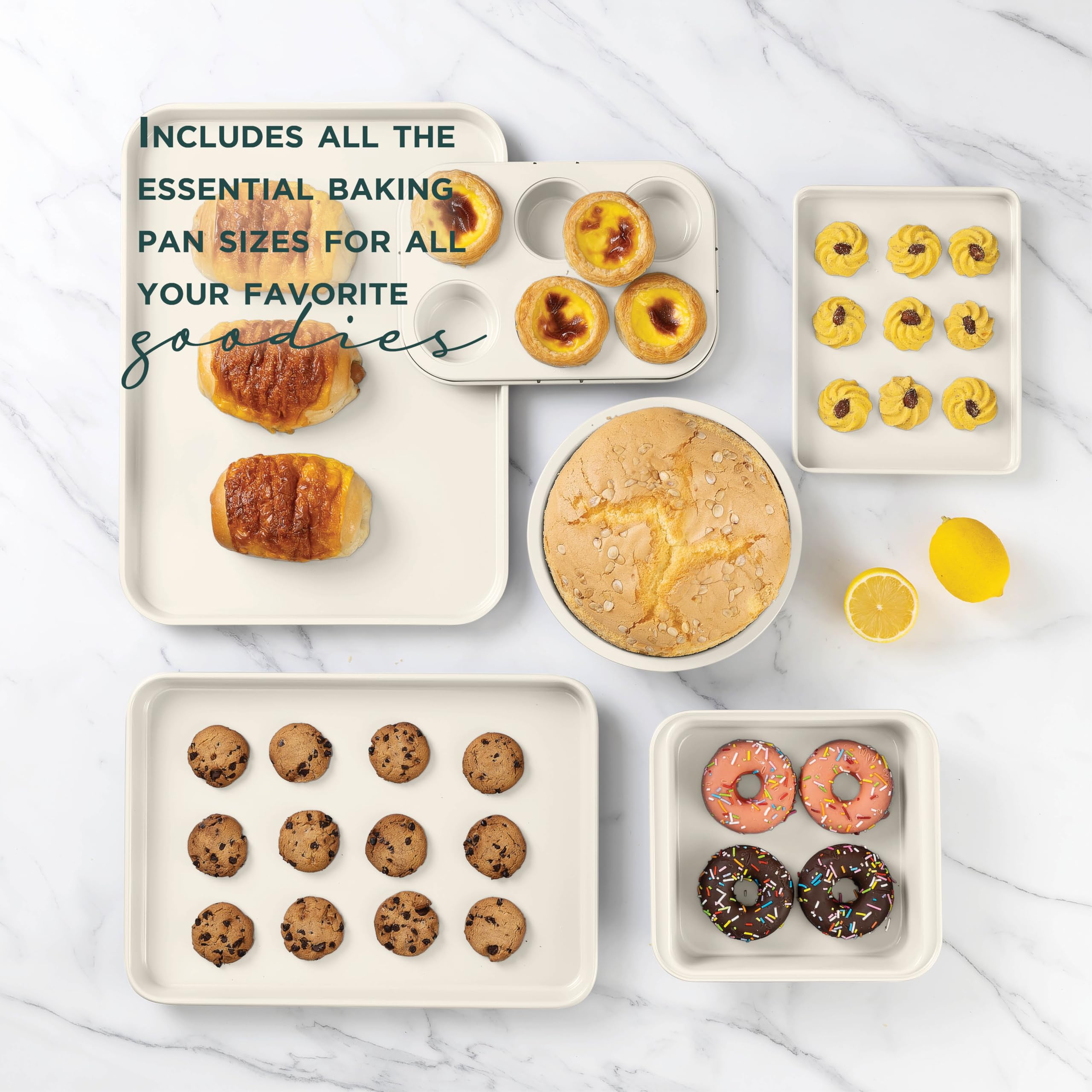Nonstick Stackable Bakeware Set - 13-Piece Durable & Easy Release Country Kitchen Baking Set in Sage Green | Perfect for Cakes, Cookies, Bread & Holiday Baking