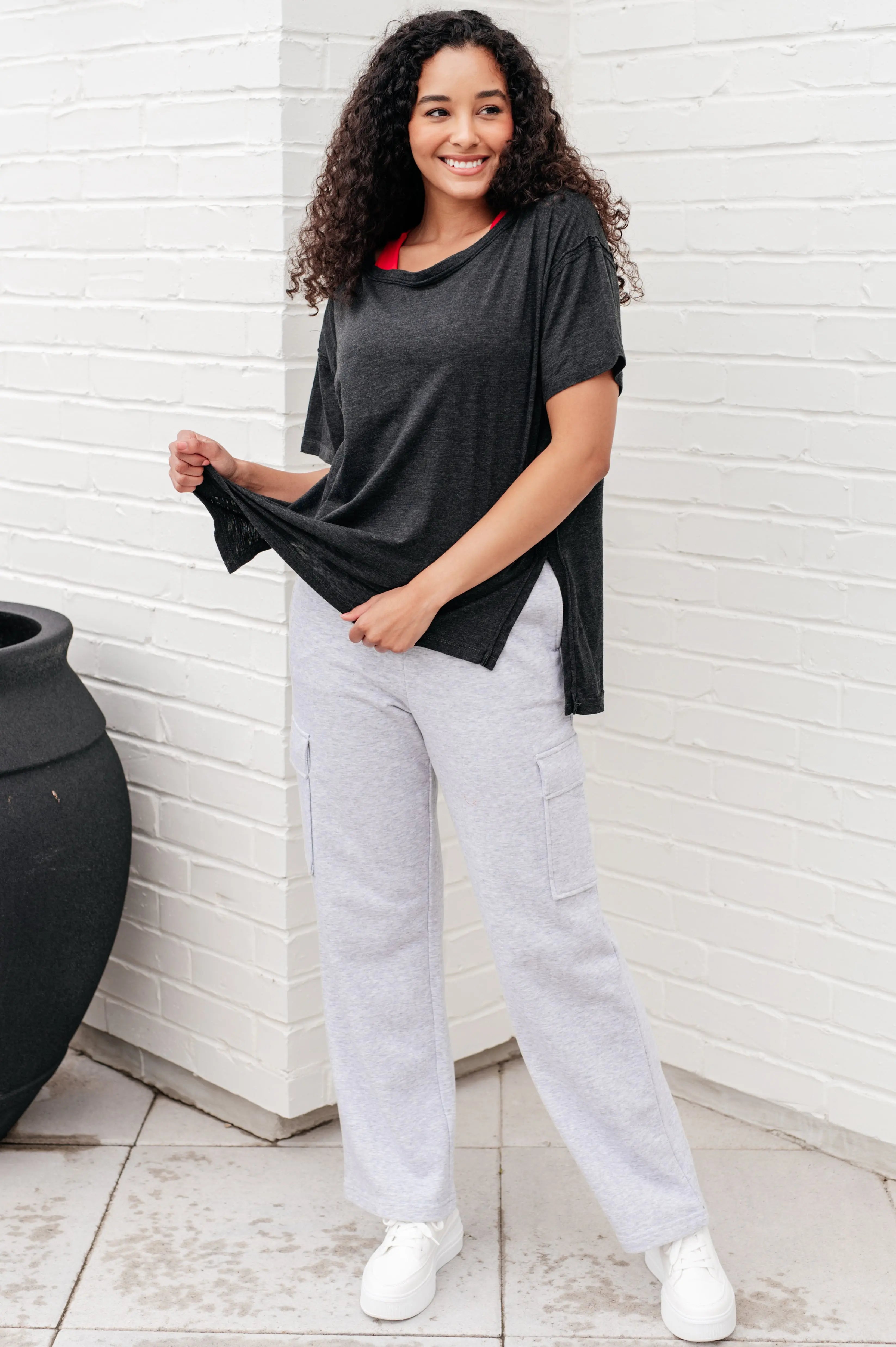 Let Me Live Relaxed Tee - Soft Cotton Black T-Shirt for Women | Casual Everyday Wear & Lounge Outfit