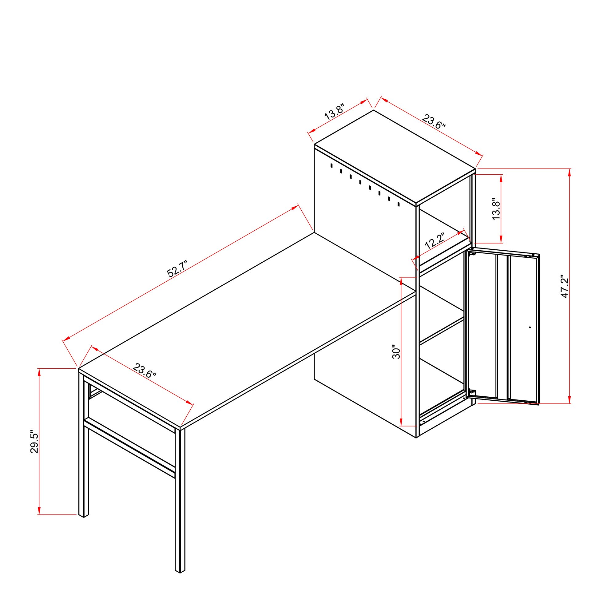 Adjustable L-Shaped Computer Desk with File Storage - Home Office Desk, Study & Writing Table for Small Spaces, Gaming & Workstation Use (White)