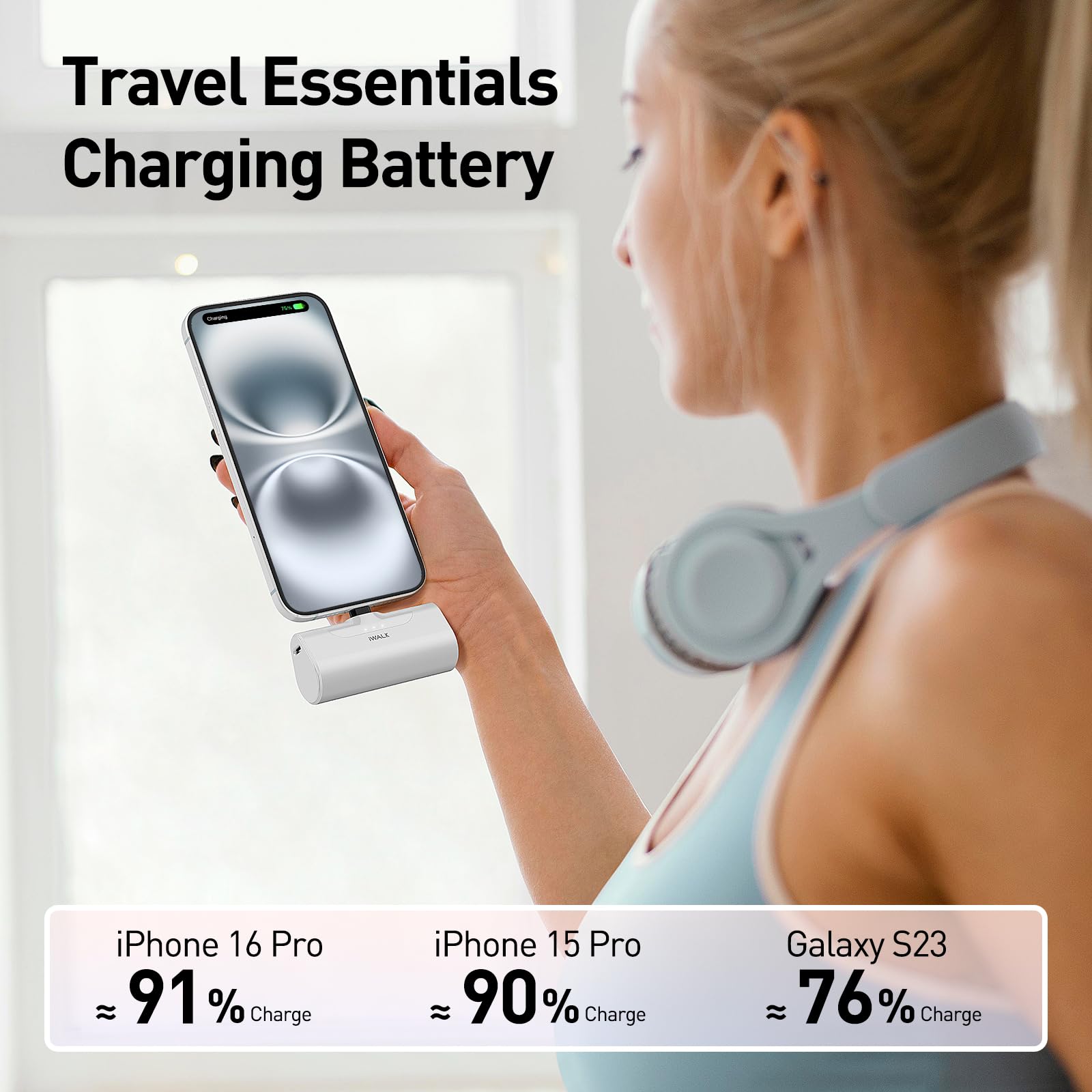 iWALK 4500mAh 20W USB-C Portable Charger - Small Fast Charging Power Bank for iPhone 16/16 Plus/16 Pro/16 Pro Max & iPhone 15/15 Plus/15 Pro/15 Pro Max - Perfect for Travel, Work, and Outdoor Activities