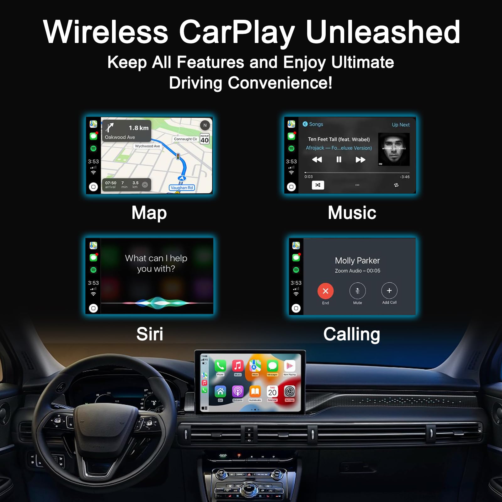 2024 Wireless CarPlay Adapter - Plug & Play Upgrade for Factory Wired CarPlay | Converts Wired to Wireless Fast & Easy | Compatible with 2015+ Cars & iPhone iOS 10+ | Perfect for Commuting, Road Trips & Hands-Free Driving