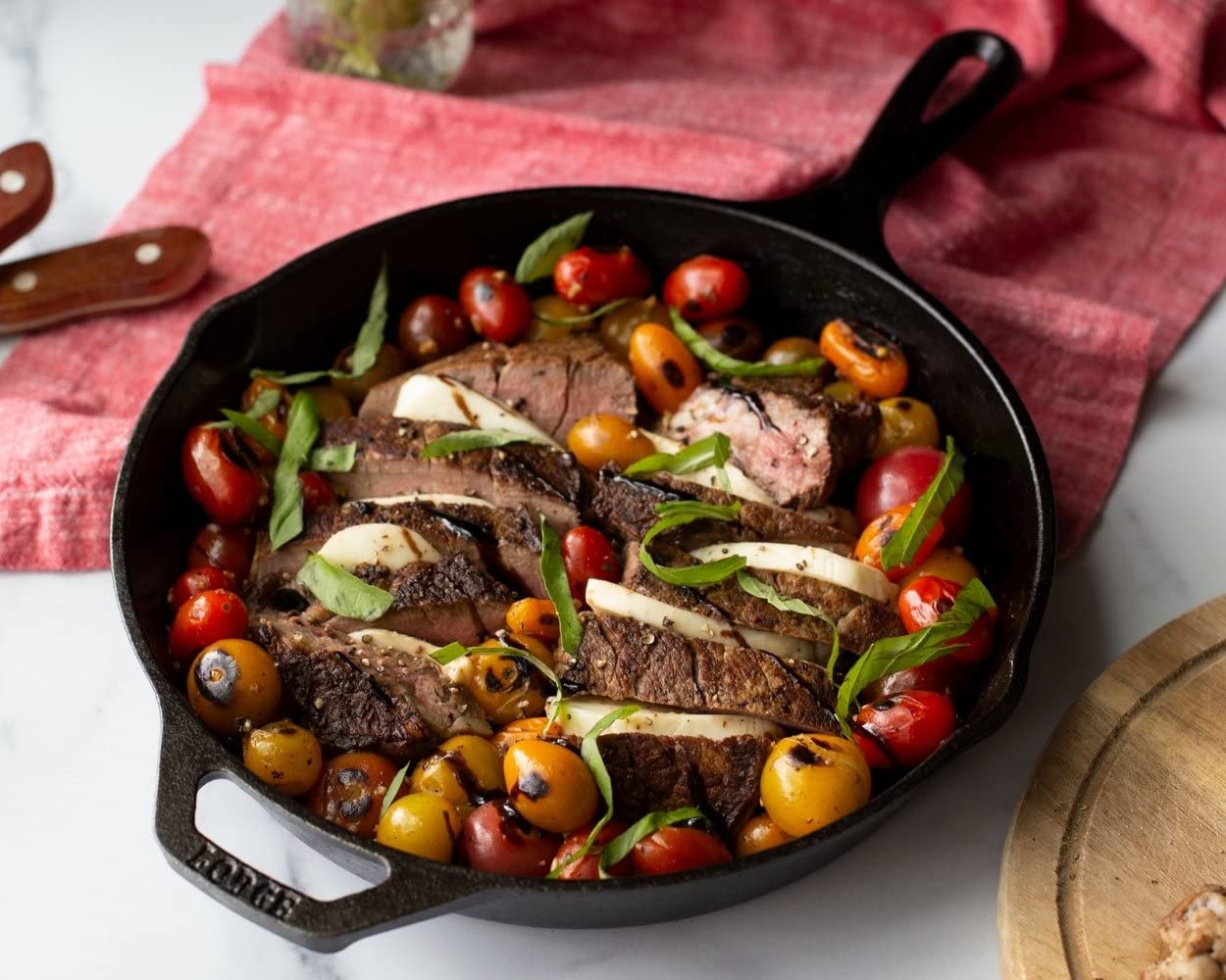 Lodge Cast Iron Buffalo Nickel Skillet - 10.25 Inch Pre-Seasoned Skillet for Camping, Grilling & Outdoor Cooking | Perfect for Steaks, Cornbread & Dutch Oven Recipes