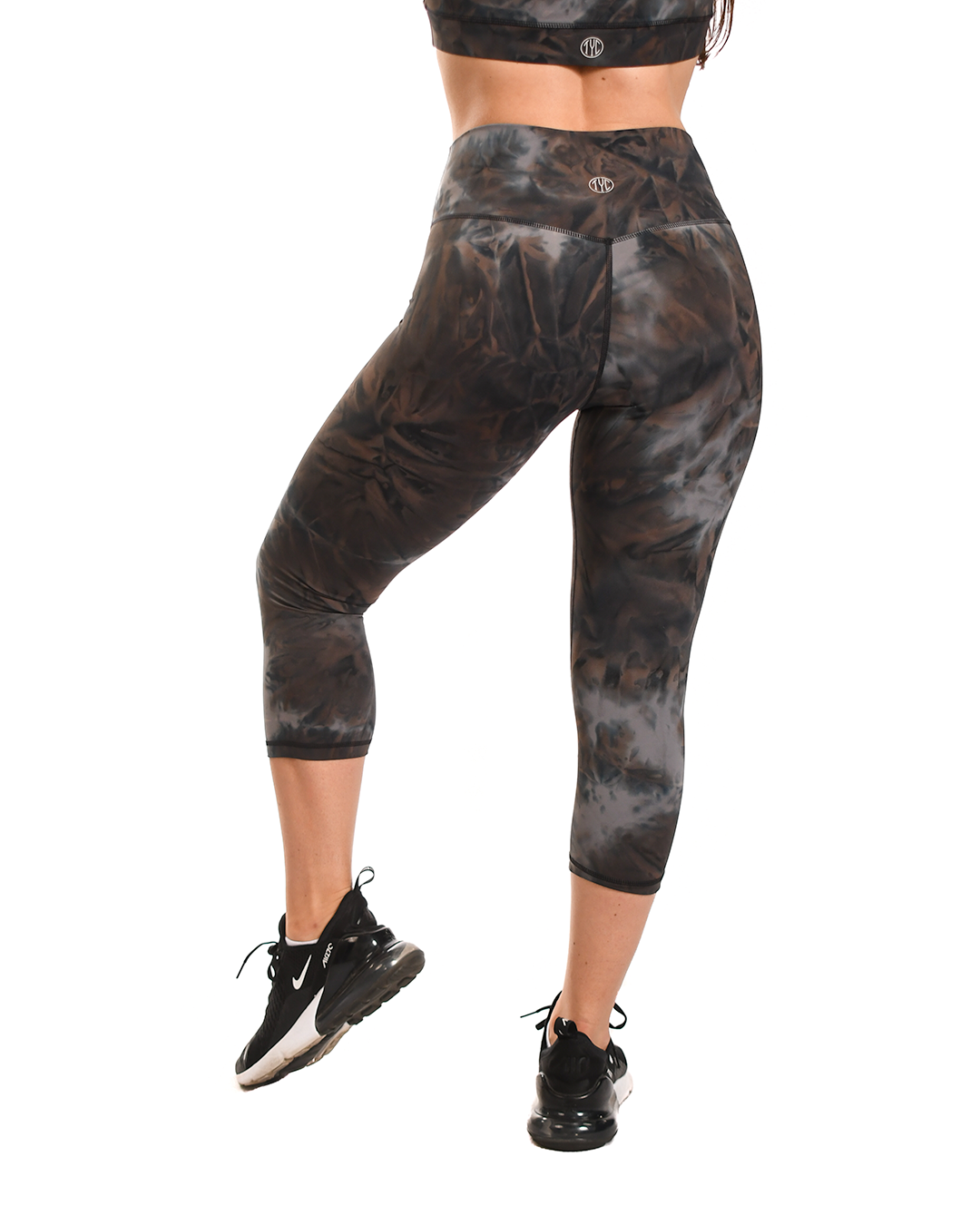 Effortless Classic Capris - Black Tie Dye Women's Stretchy Yoga Pants for Workout, Lounge & Casual Wear