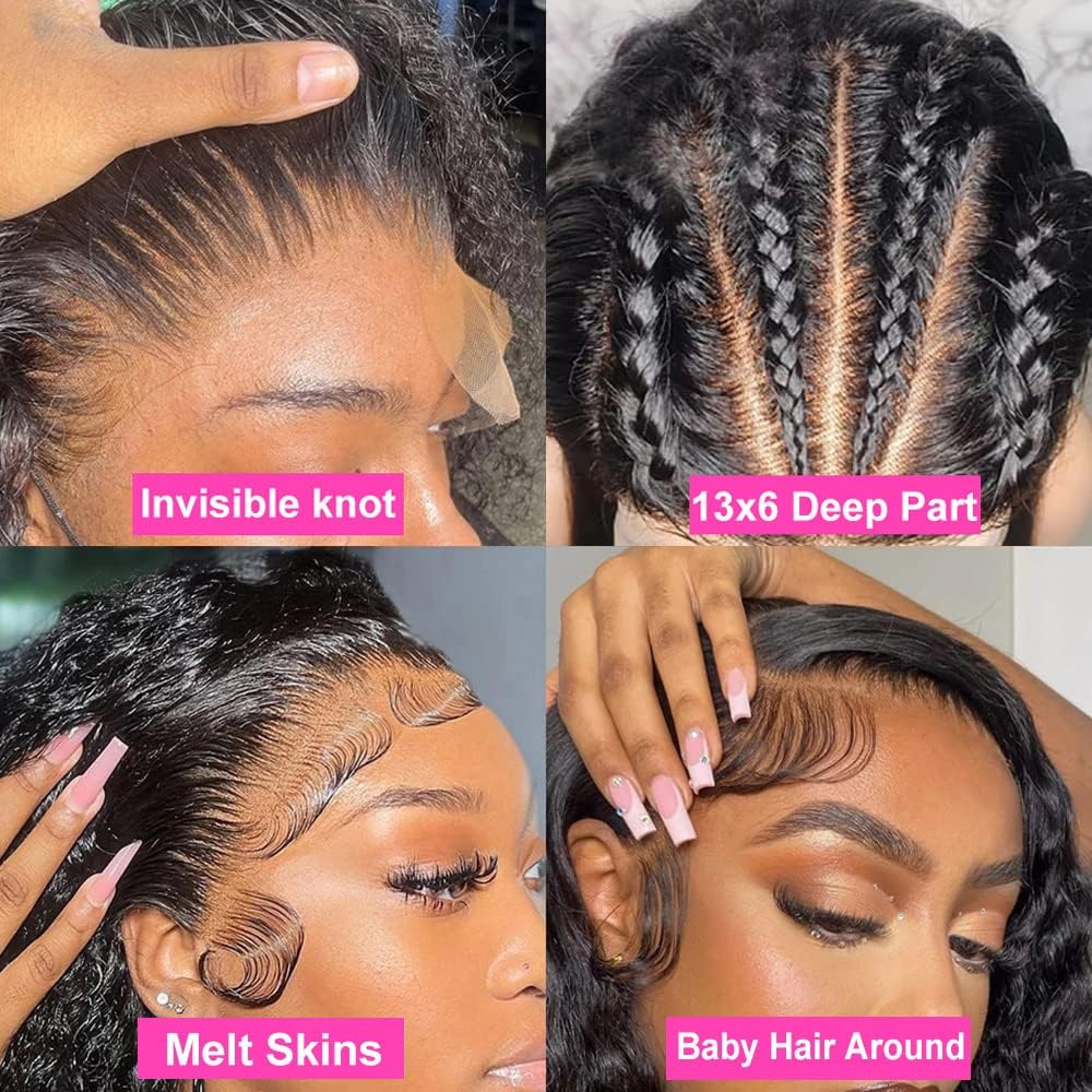 13x6 Deep Wave Lace Front Wigs Human Hair - HD Lace Frontal Wigs for Black Women - Glueless Curly Lace Front Wig with Baby Hair & Pre-Plucked Hairline - 150% Density (Natural Color, 20 Inch) - Perfect for Daily Wear, Parties, Weddings & Special Occasions