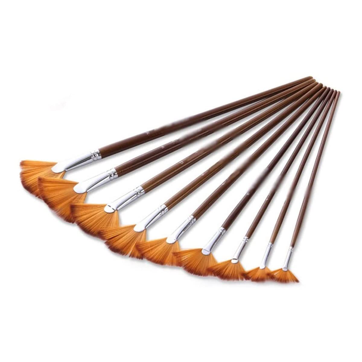 9-Piece Fan Shaped Nylon Hair Watercolor Brush Set - Professional Gouache & Acrylic Painting Brushes for Artists, Students, School Art Supplies | Perfect for Canvas, Paper, Wood & DIY Craft Projects