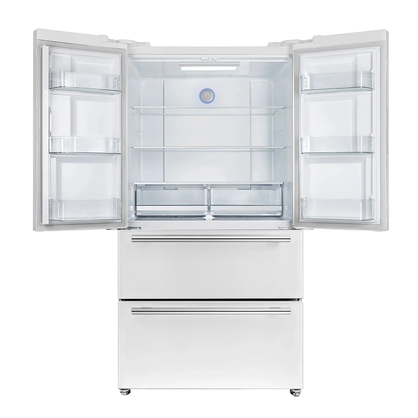 Forno Espresso Moena 36 Inch French Door Refrigerator - 18.2 cu.ft Stainless Steel Smart Fridge with Antique Brass Handles, Energy Star Certified - Perfect for Modern Kitchens & Open-Concept Living Spaces