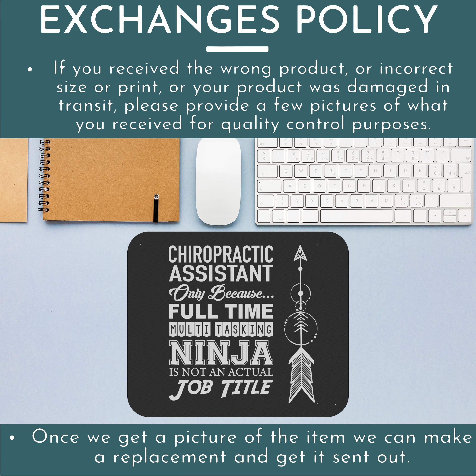 Funny Sarcastic Mouse Pad - Chiropractic Assistant Multi-Tasking Ninja Office Gift - Black Non-Slip Computer Mouse Mat for Desk Work & Gaming (Great for Office Humor & Stress Relief)