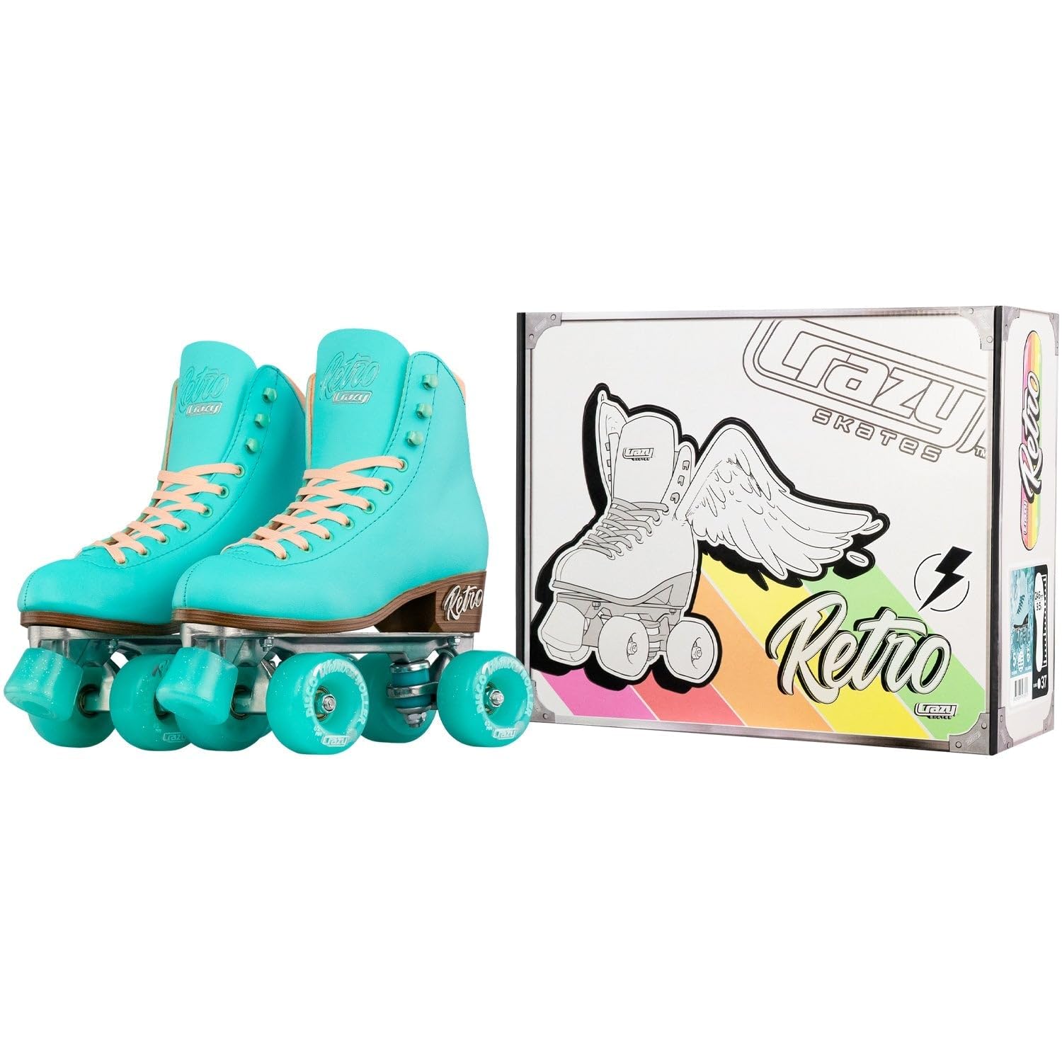 Crazy Skates Retro Roller Skates - Adjustable & Fixed Size Classic Quad Skates for Men, Women & Kids | Perfect for Rink Skating, Outdoor Roller Disco & 80s Themed Parties