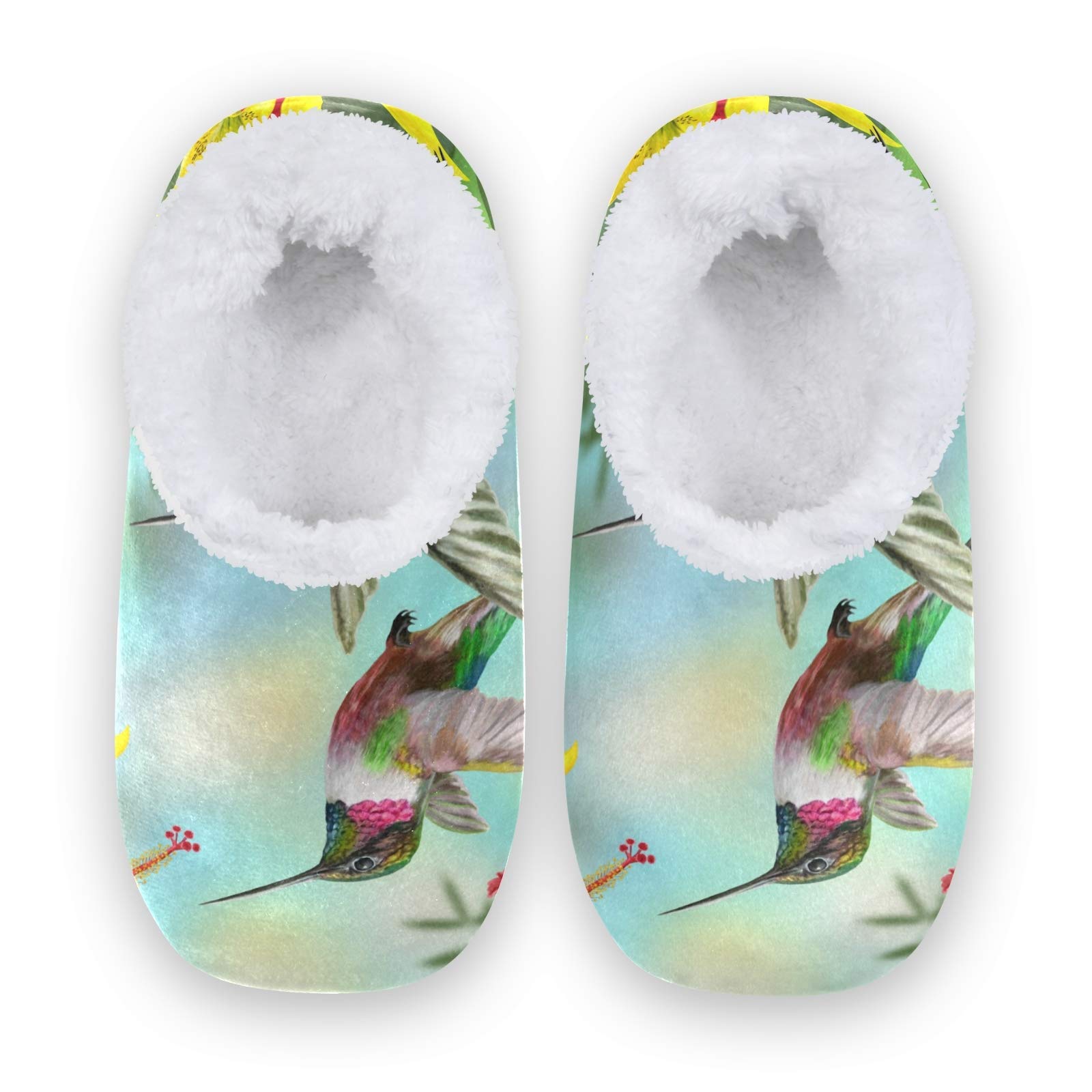 Floral Hummingbird Slippers for Women - Cozy Indoor House Shoes for Home & Bedroom