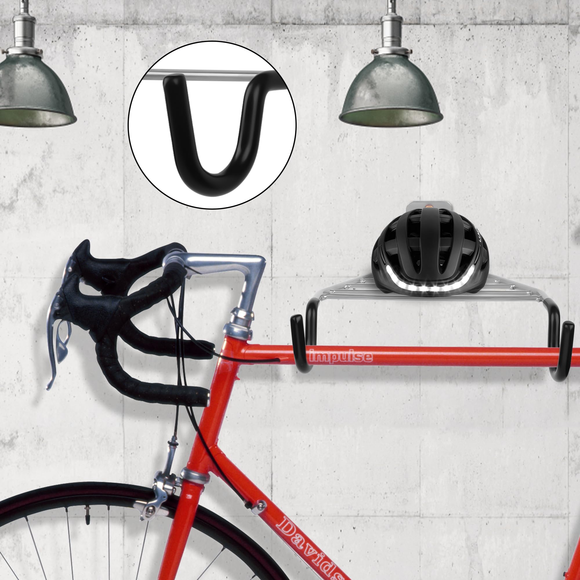 Wall Mount Bike Rack - Indoor Bicycle Storage Hook (Silver & Black) for Garage & Home