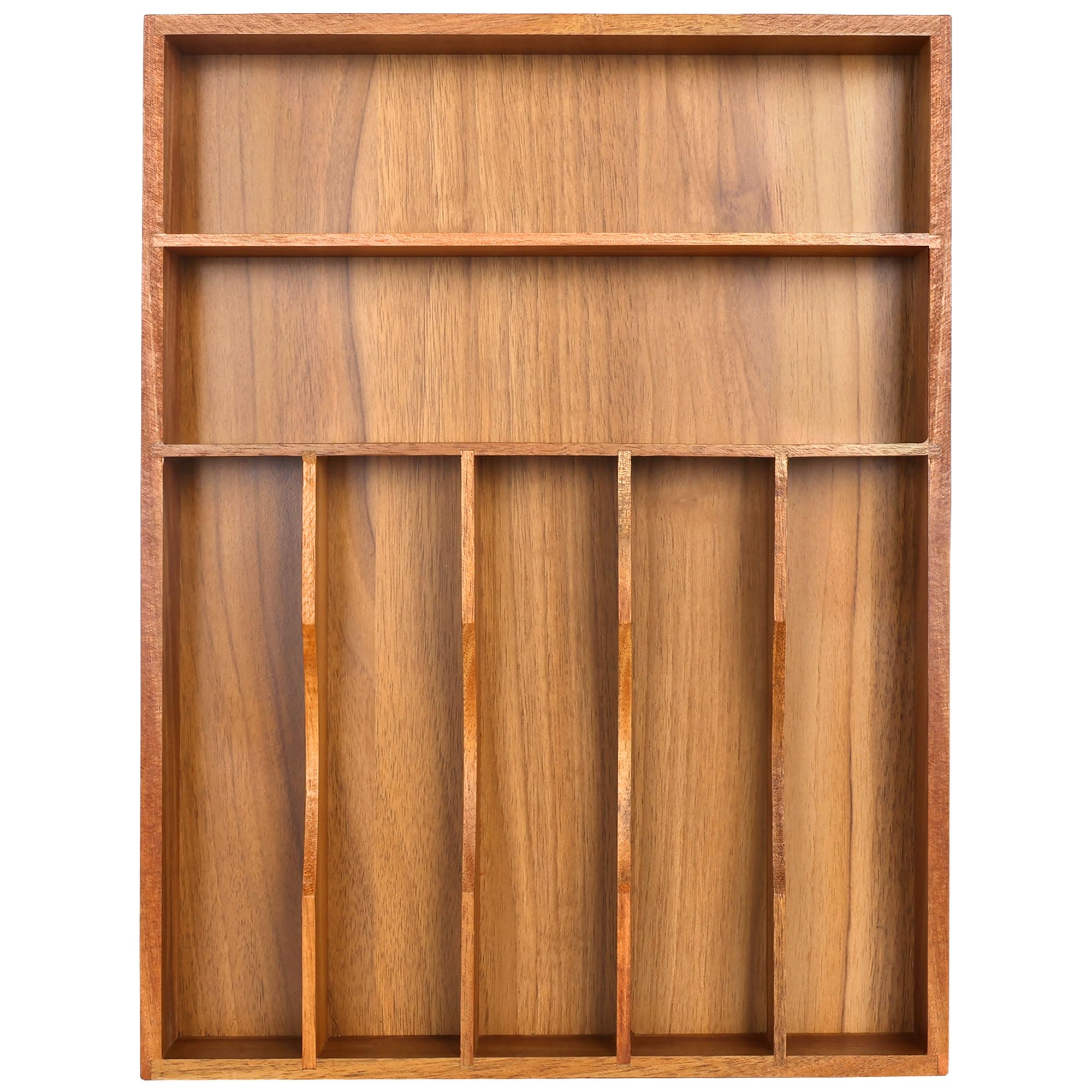 Acacia Wood Silverware Organizer - 7 Slot Kitchen Drawer Divider with Deep Grooves | Utensil Holder & Cutlery Tray for Flatware Storage | Perfect for Kitchen Organization and Dining Room Drawers