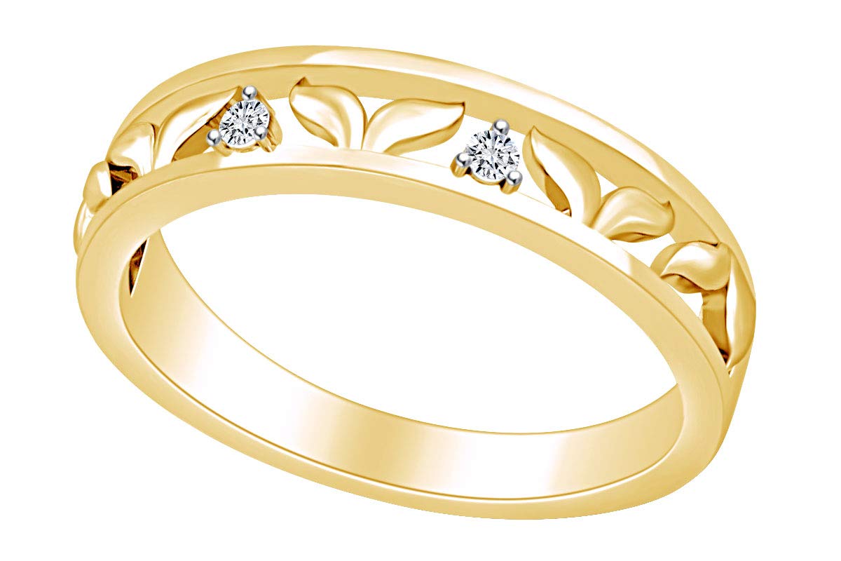 14K White Gold Round Natural Diamond Accent Fishtail Band Ring for Women - Elegant Wedding, Engagement, Anniversary Jewelry Gift