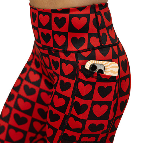 Queen Of Hearts Printed High Waist Yoga Leggings - Women's Workout Leggings for Gym, Running & Lounge Wear
