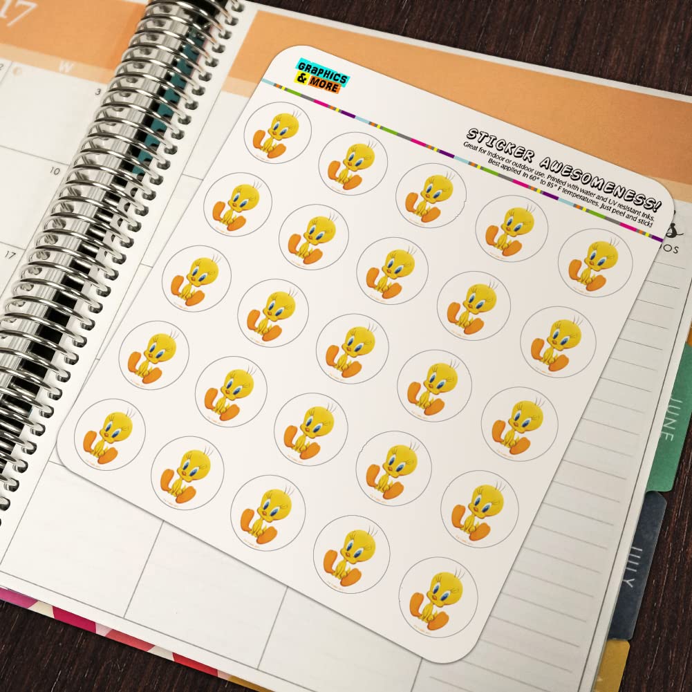 Looney Tunes Tweety Bird 1 Inch Clear Stickers for Planners, Calendars, Scrapbooking & DIY Crafts - Perfect for Journaling, Bullet Journals & School Supplies