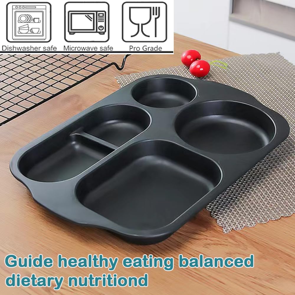 RUIBOLU 12 Inch Wheat Straw Divided Plates for Adults - Unbreakable, BPA Free, Reusable Plastic Compartment Plates for Portion Control | Perfect for Picnics, BBQs, Camping, Parties & Everyday Meals