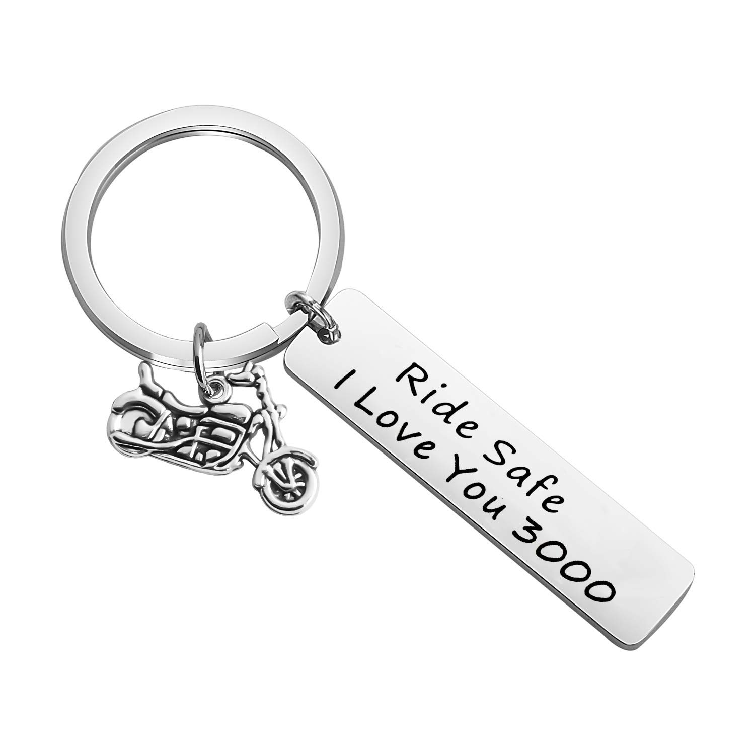 TIIMG Ride Safe Keychain - Biker Gift for Motorcycle Enthusiasts | I Love You 3000 Engraved | Perfect for Bikers, Riders & Safety Awareness (Great for Birthdays, Anniversaries & Road Trip Gifts)