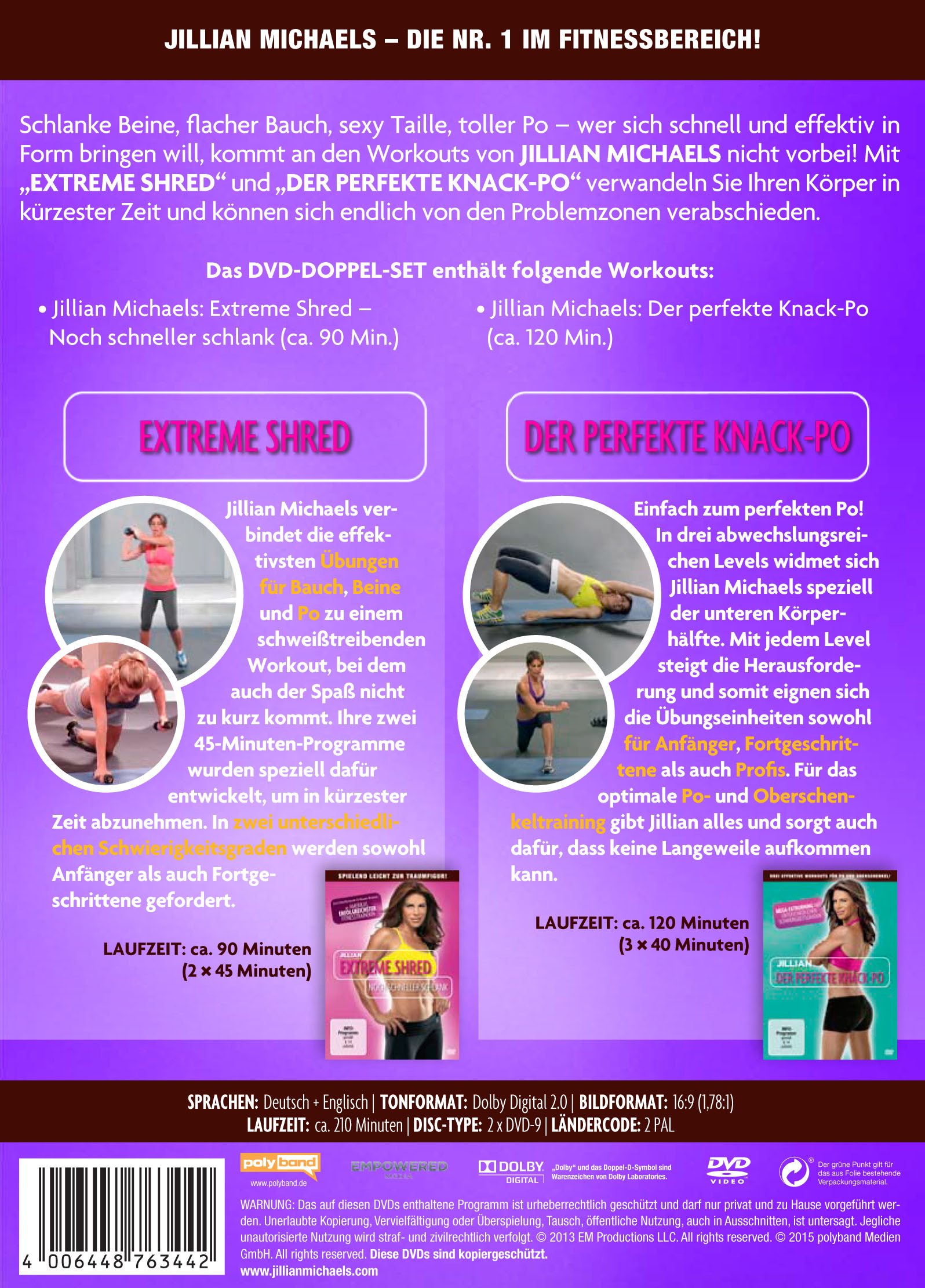 Jillian Michaels Fitness Bundle - 2 Workout DVDs for Home Exercise & Weight Loss | Perfect for Home Gym, Cardio Training & Toning
