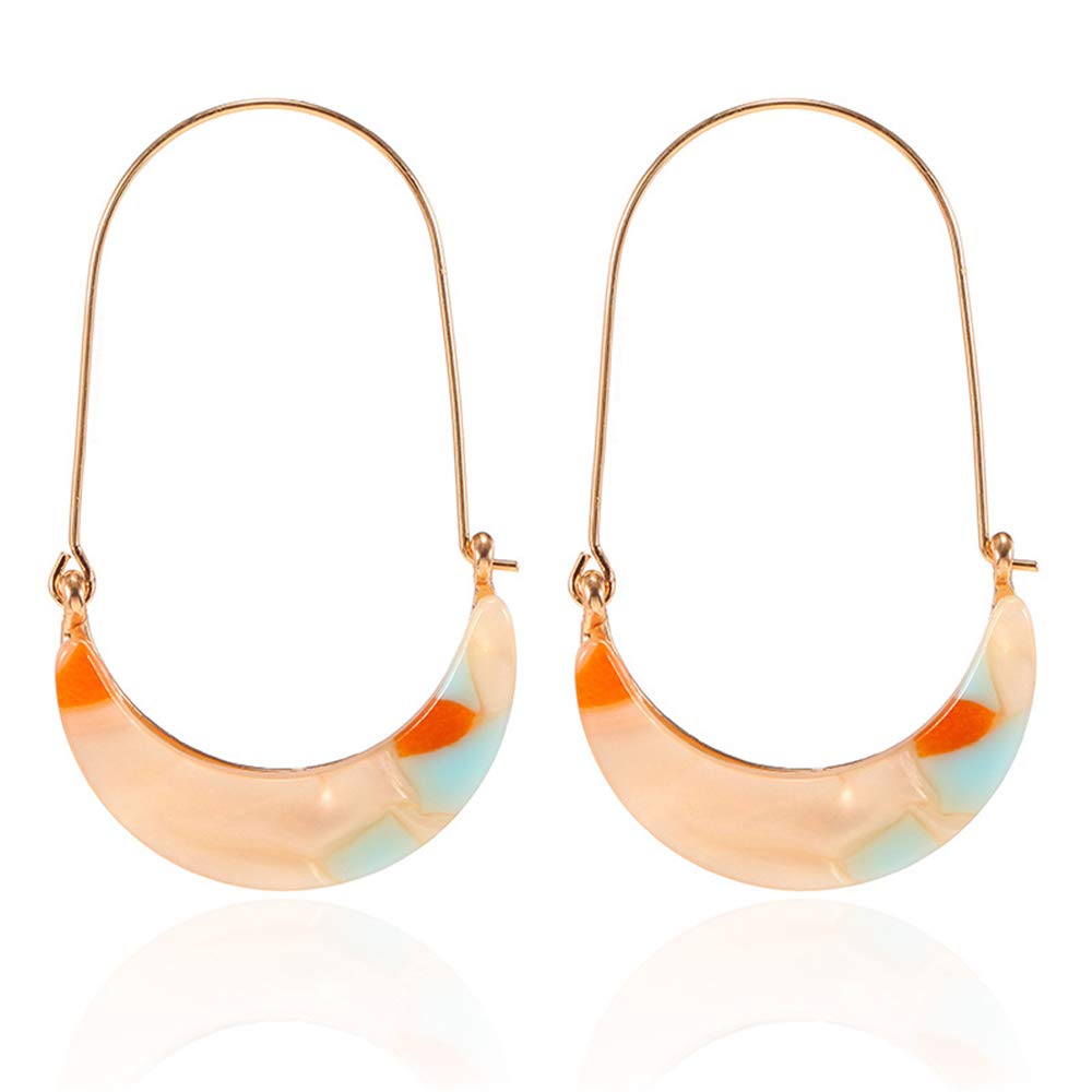SMALLLOVE Acrylic Bohemian Hoop Earrings for Women - Textured Leopard Tortoise Shell Crescent Drop Dangle Statement Earrings | Perfect for Parties, Weddings & Everyday Fashion Accessories