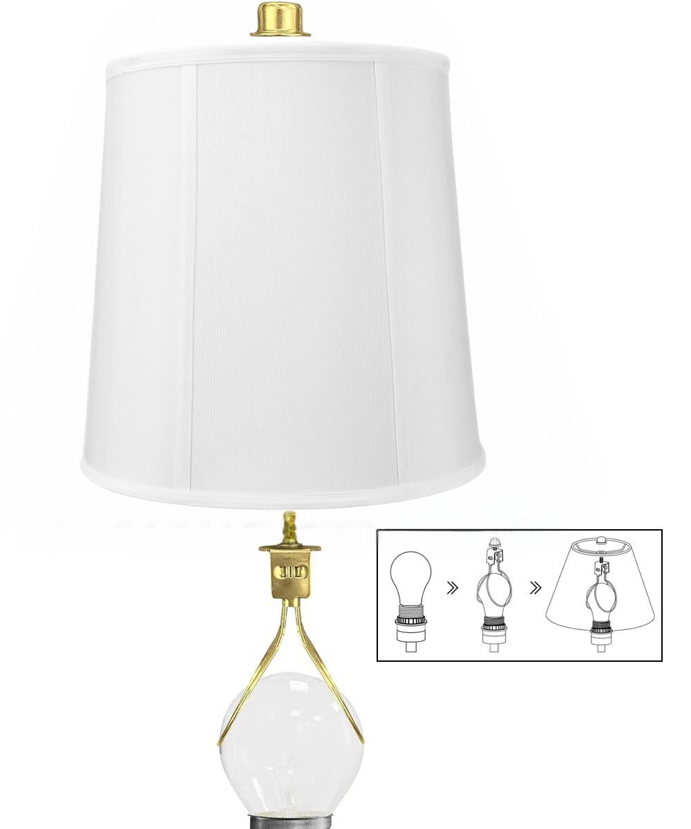 10x12x12 Clip On Fitter White Shantung Fabric Drum Lampshade - Perfect for Bedroom, Living Room, and Office Lighting Decor