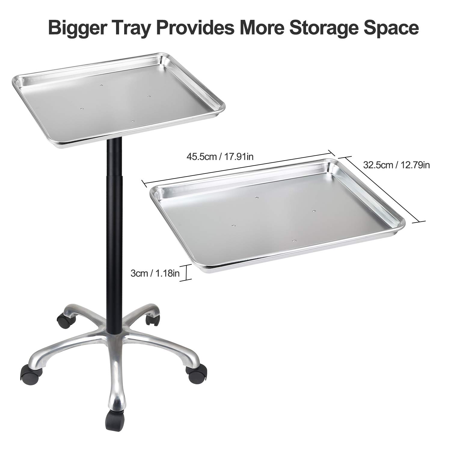 **Salon Tray with Metal Feet & Wheels - Adjustable Height, Non-Rusting Hair Color Tray - Perfect for Salon Styling, Hair Coloring & Mobile Beauty Services**