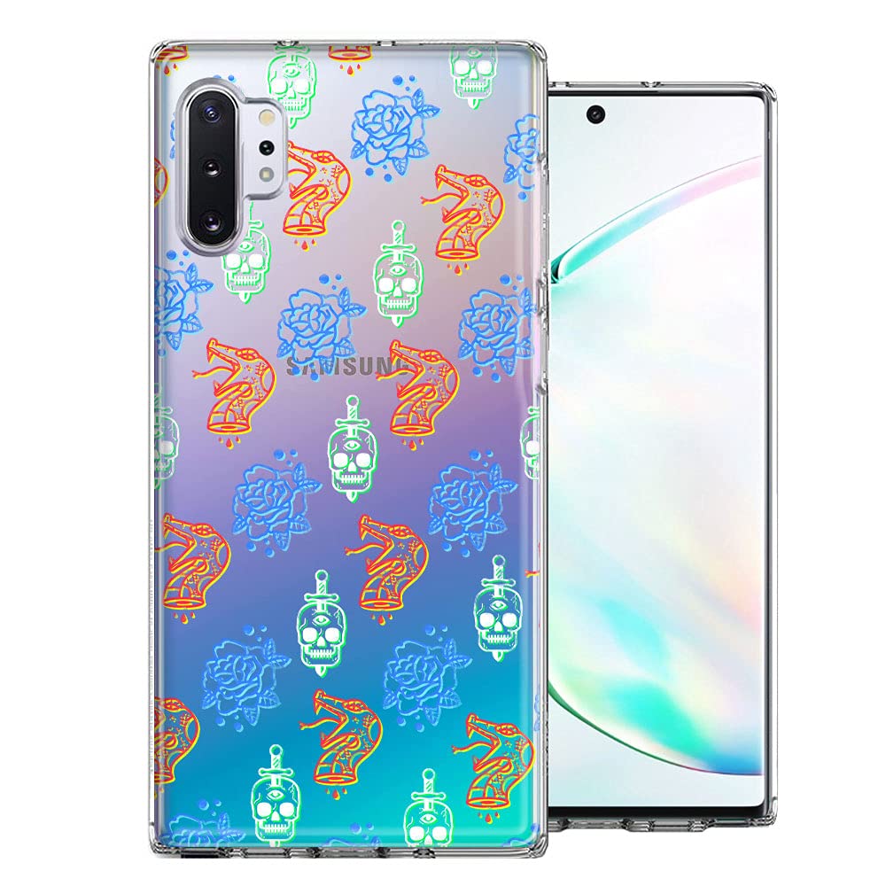 Samsung Galaxy Note 10 Plus Phone Case - Snakes Skulls Roses Design Double Layer Protective Cover for Shock Absorption | Perfect for Outdoor Adventures, Travel & Daily Use