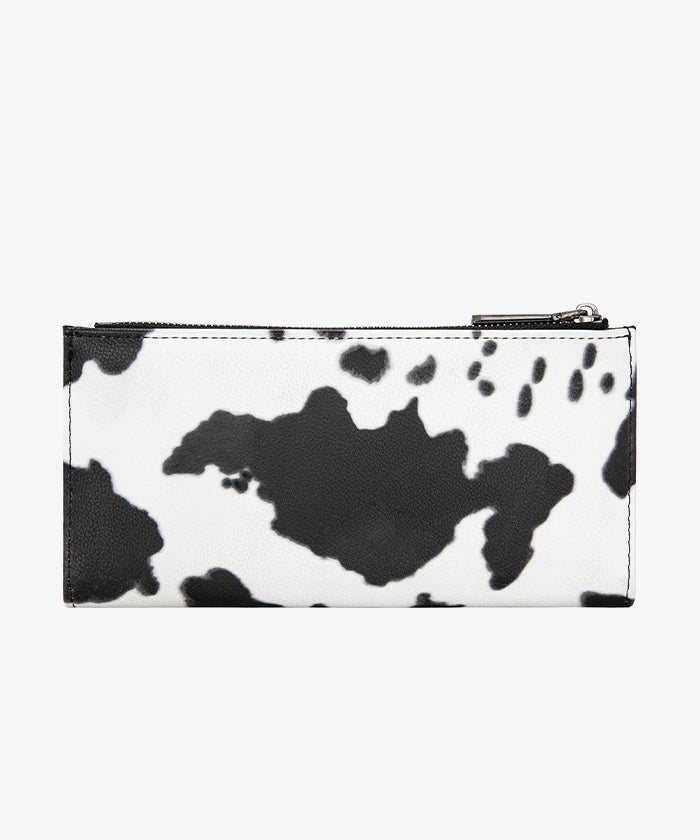 Wrangler Cow Print Zip Wallet for Men & Women - Stylish Leather Bifold Wallet with RFID Protection - Perfect for Travel, Work & Everyday Use