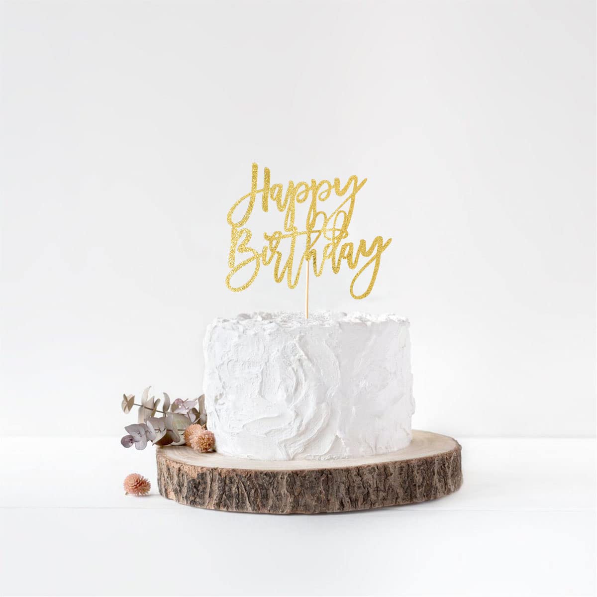 Happy Birthday Cake Topper - Gold Glitter Party Decorations for Birthday Cakes | Perfect for Birthday Parties, Baby Showers & Anniversary Celebrations
