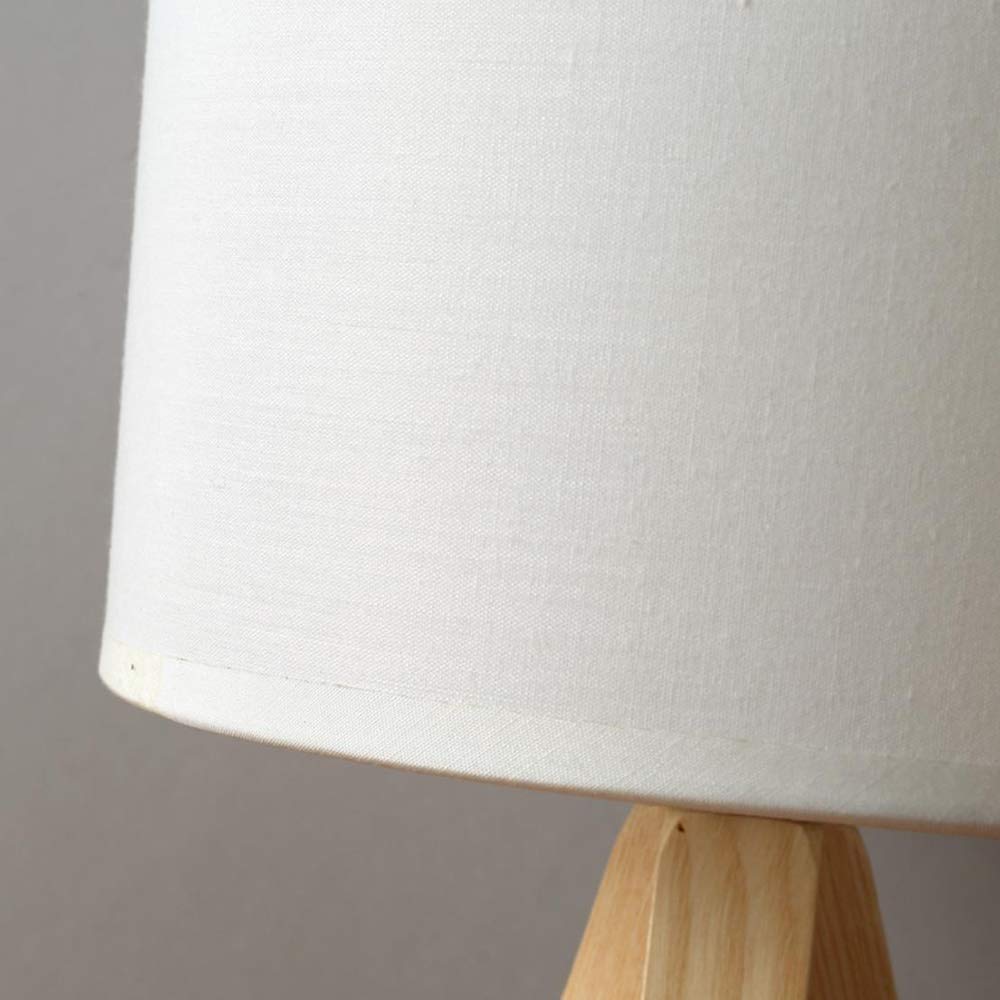 Modern Wooden Tripod Bedside Lamp with Fabric Linen Lampshade - Eye-Protecting Desk Lamp for Bedroom, Living Room & Office - Simple Nordic Style Nightstand Lighting for Home Decor