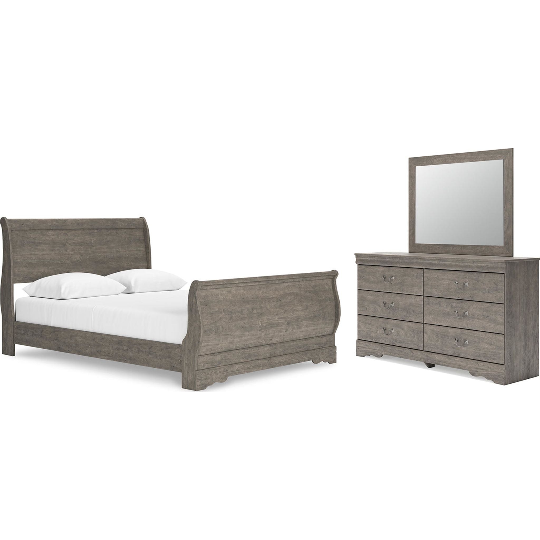 Bayzor 5-Piece King Size Bedroom Set in Gray - Modern Bed Frame, Nightstands & Dresser for Master Bedroom Decor