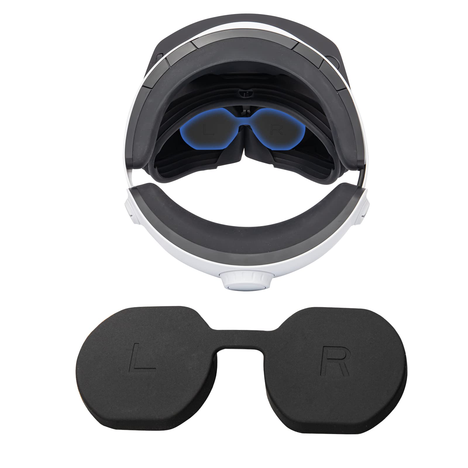 PS VR2 Lens Protective Cover - Soft Silicone Anti-Dust Shield for PlayStation VR2 Headset with Bonus PS5 Controller Thumb Grips | Perfect for Gaming Sessions & VR Headset Storage Protection