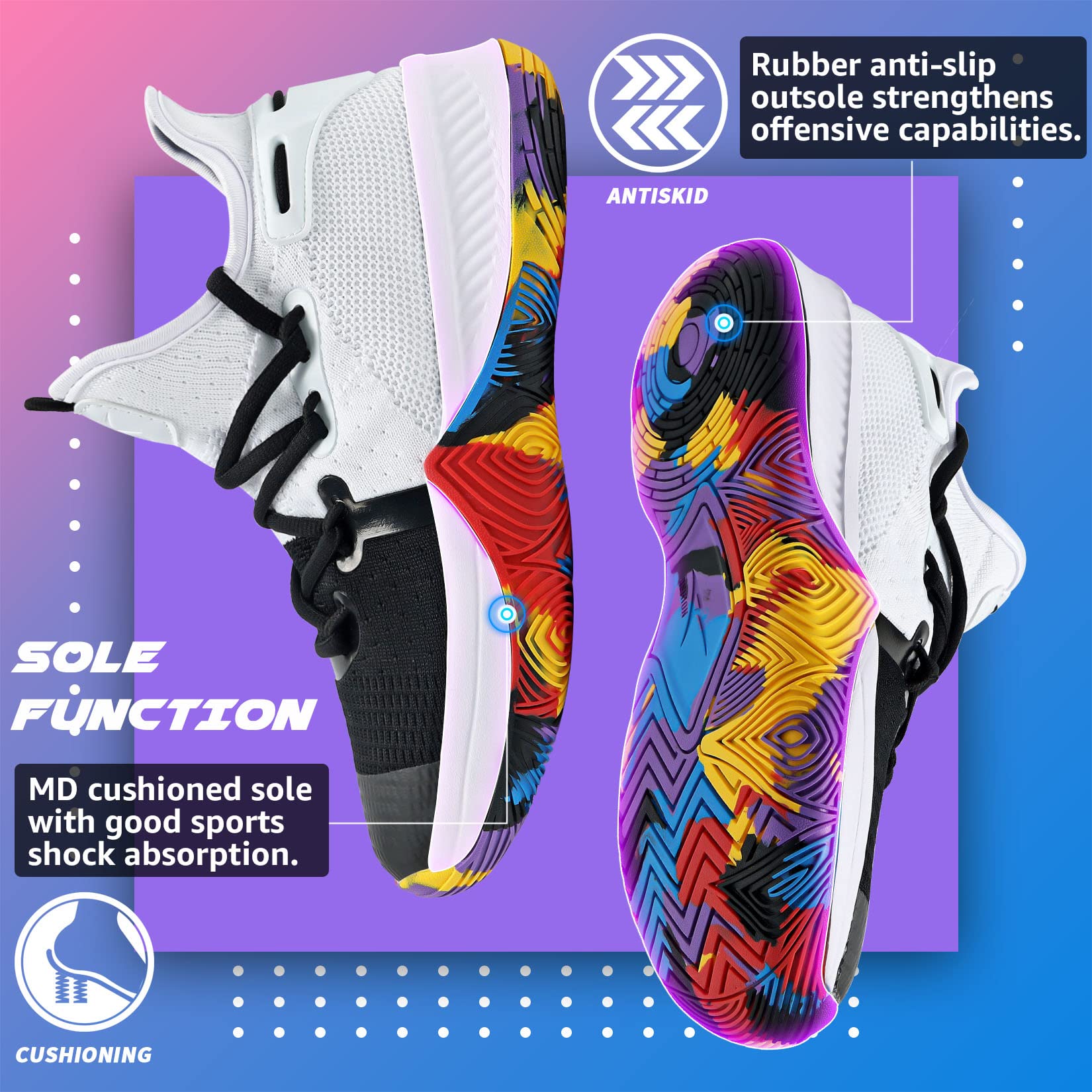 WETIKE Kids Running Shoes - Non-Slip Basketball & Tennis Sneakers for Boys & Girls - Lightweight Athletic Shoes for School, Sports & Outdoor Play