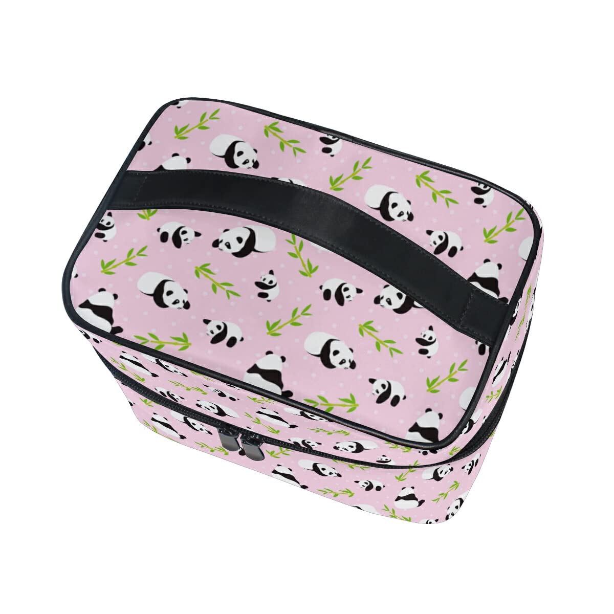Cute Pink Panda Makeup Bag for Women & Teens - Waterproof Travel Cosmetic Organizer, Toiletry Pouch, Train Case - Perfect for Travel, Gym, School & Daily Use