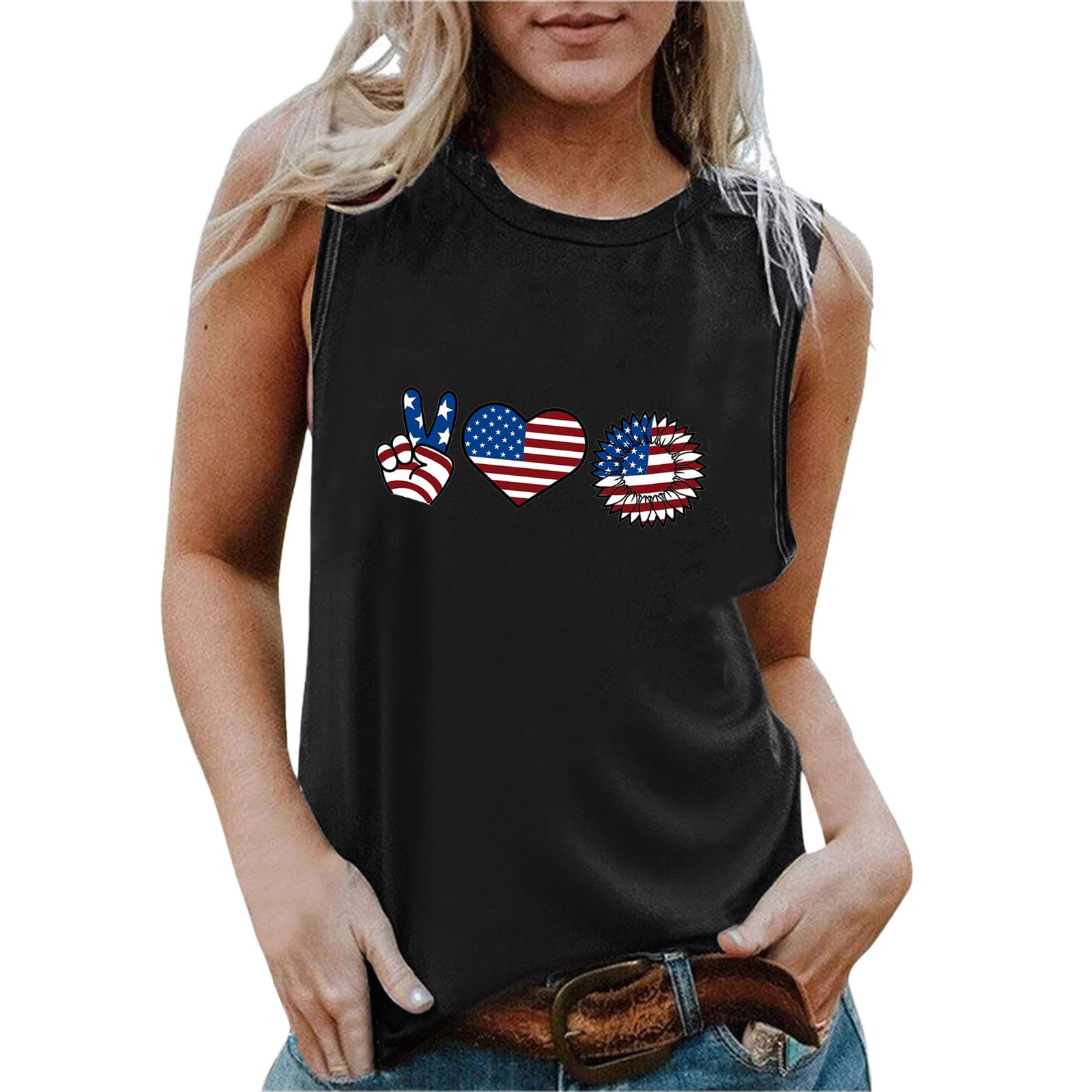 Plus Size Women's Camisole - 2X Summer Print Sleeveless Tank Top for Casual Wear