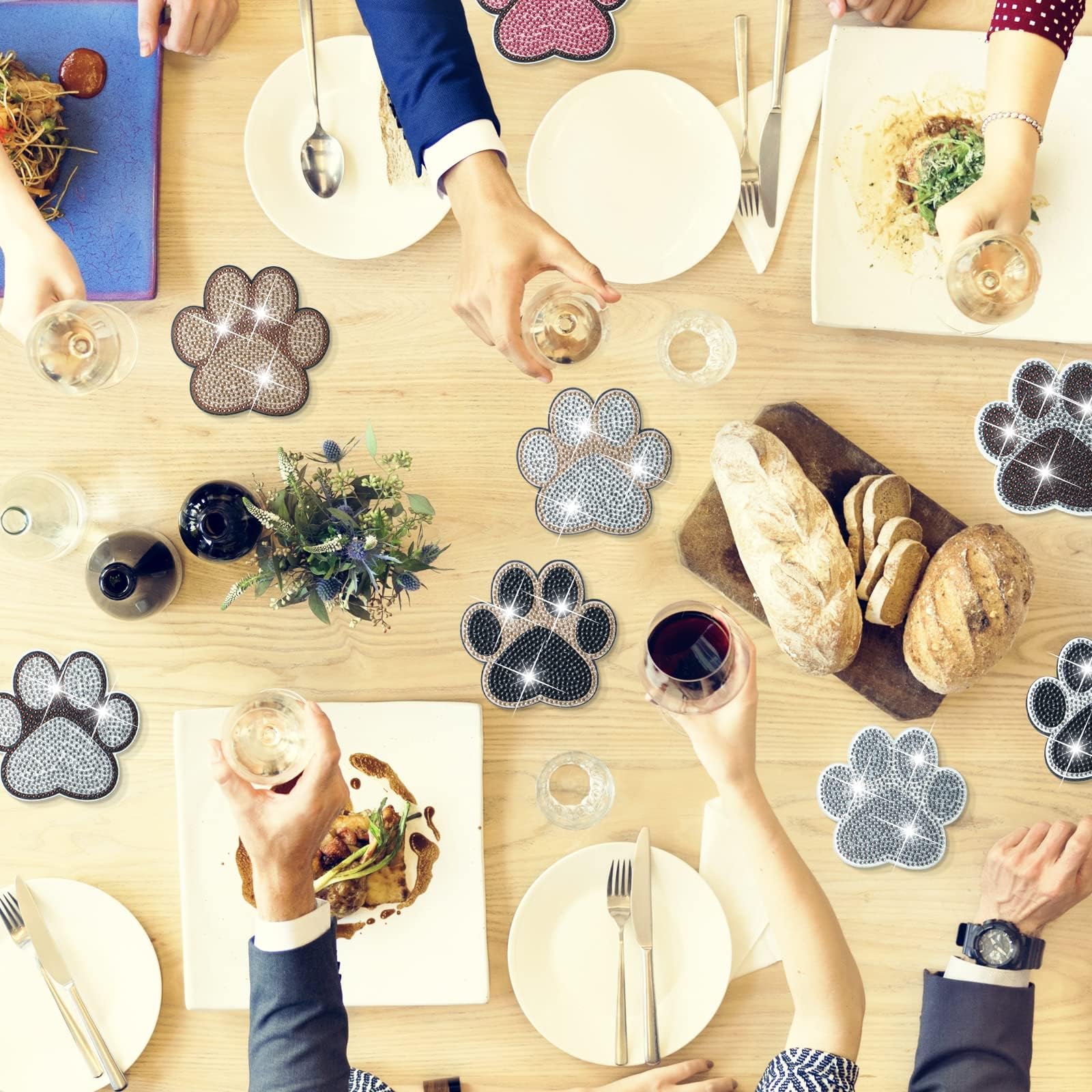 10 Pcs DIY Diamond Painting Coasters Kit - Dog Paw Shaped Resin Coasters with Holder, Fun Arts & Crafts for Beginners, Adults & Kids - Perfect for Home Decor, Pet Lover Gifts & Party Favors