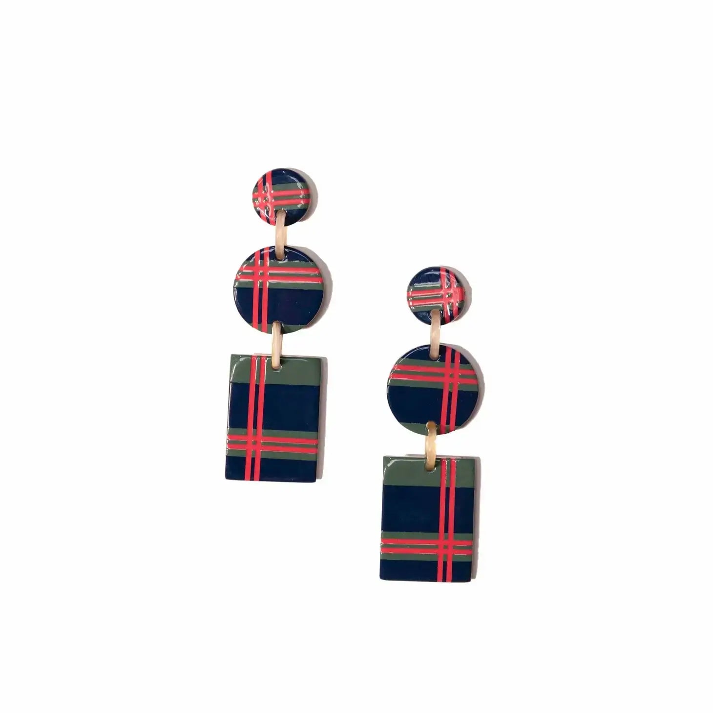 Stylish Tartan Plaid Earrings for Women - Trendy Scottish Checkered Design - Perfect for Christmas, Party & Casual Wear