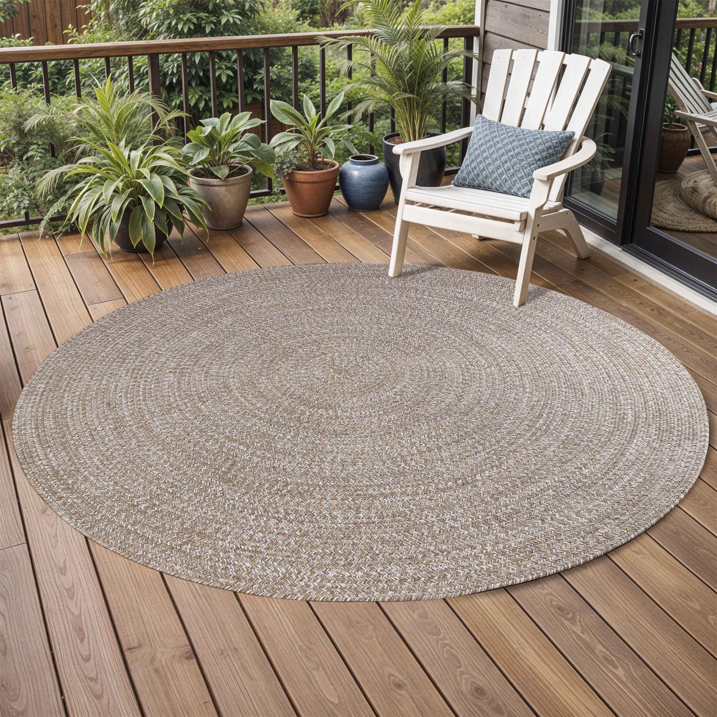 Reversible Braided Area Rug - Non-Slip Two Tone Indoor/Outdoor Rug for Living Room, Bedroom, Patio - Soft & Durable Home Decor