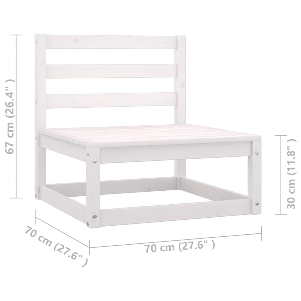10-Piece vidaXL Patio Furniture Set - White Solid Pine Wood Outdoor Sectional Sofa with Cushions & Coffee Table - Perfect for Garden, Backyard, and Poolside Relaxation