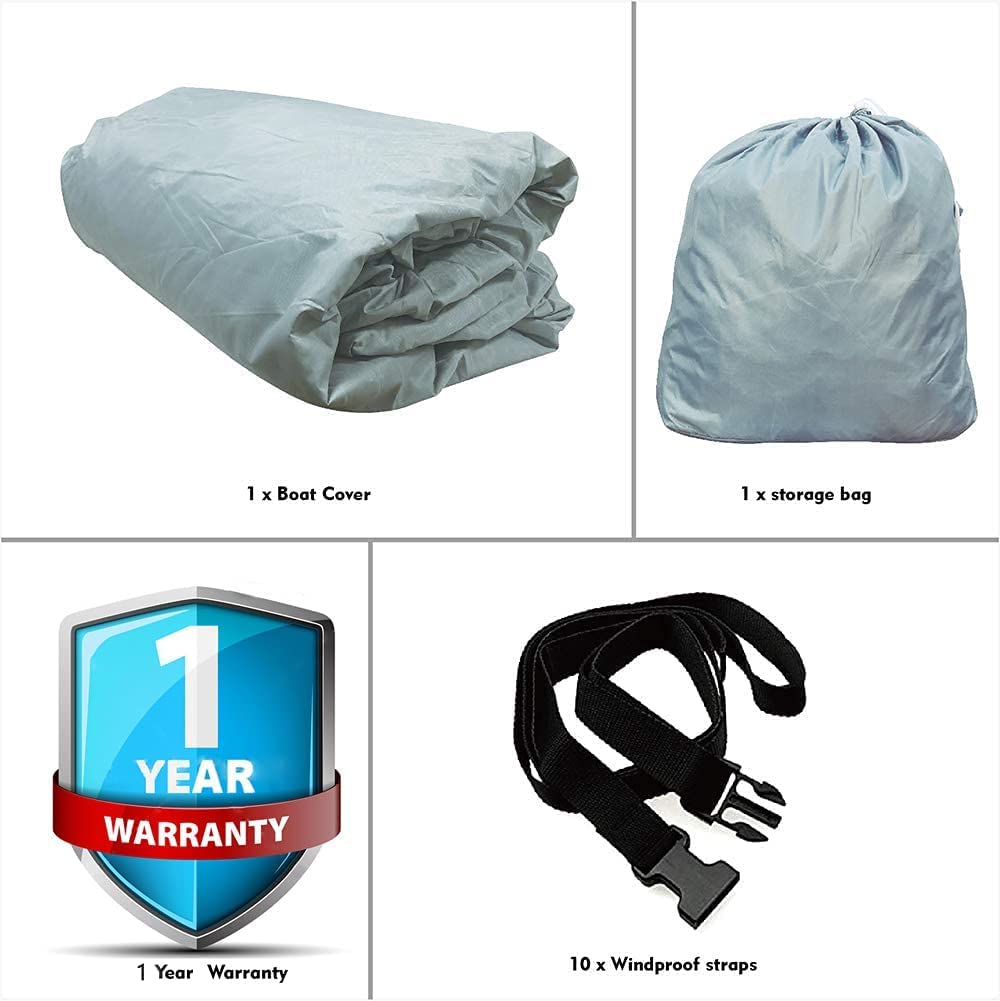 LEADALLWAY 600D Heavy Duty Pontoon Boat Cover with PVC Coating - Waterproof Protection for 17-20FT Boats - Perfect for Outdoor Storage & Marine Use