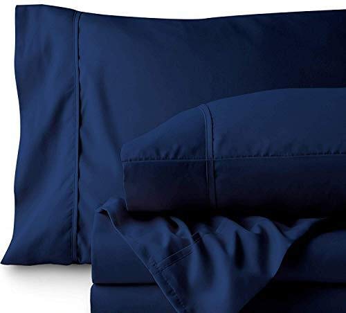 Luxury Queen Size Sheet Set - 1800 Thread Count Hotel Quality Bed Sheets - Ultra Soft & Breathable Cooling Fabric - 18 Inch Deep Pocket for Easy Fit - Wrinkle Free Comfort - Navy Blue 4 Piece Set - Perfect for Master Bedroom, Guest Room & Airbnb