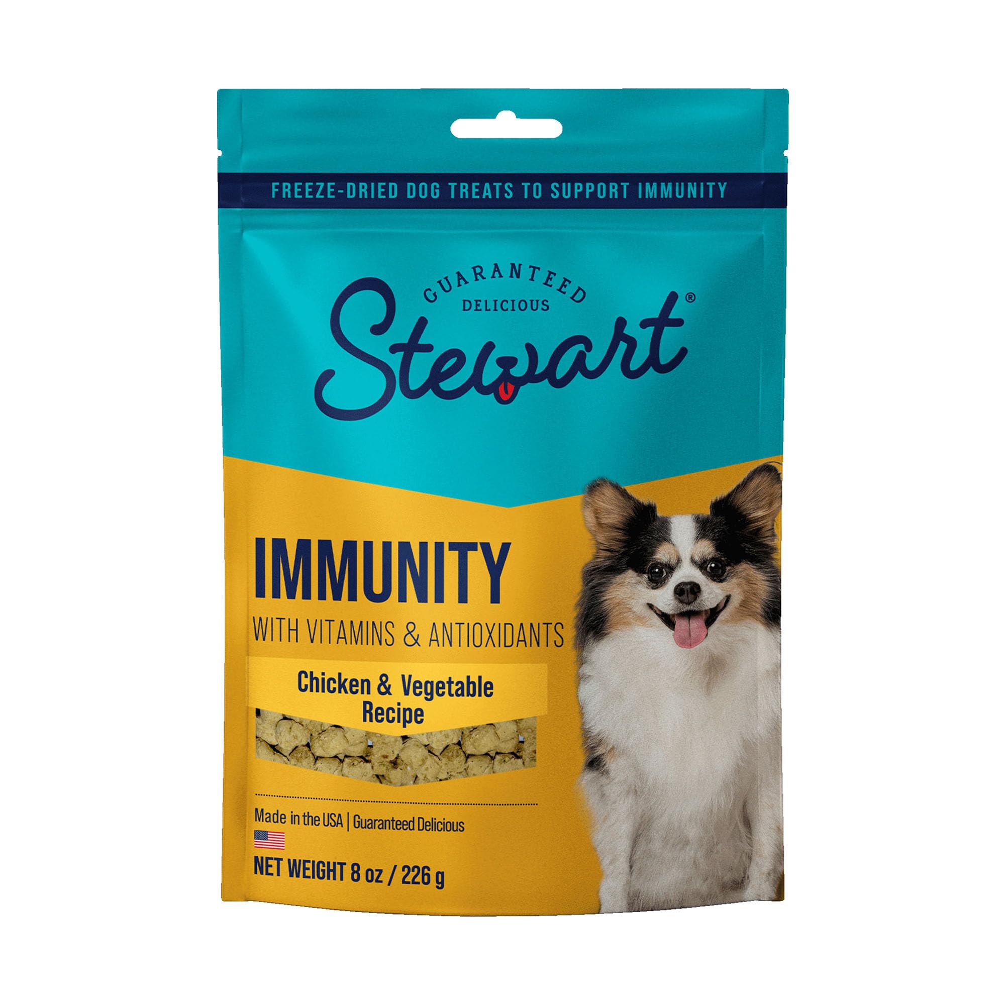 Premium Freeze-Dried Dog Treats - Chicken & Vegetable Recipe with Vitamin E for Immunity Support | Grain-Free, 8oz Resealable Pouch | Made in USA | Perfect for Training, Rewards & Digestive Health