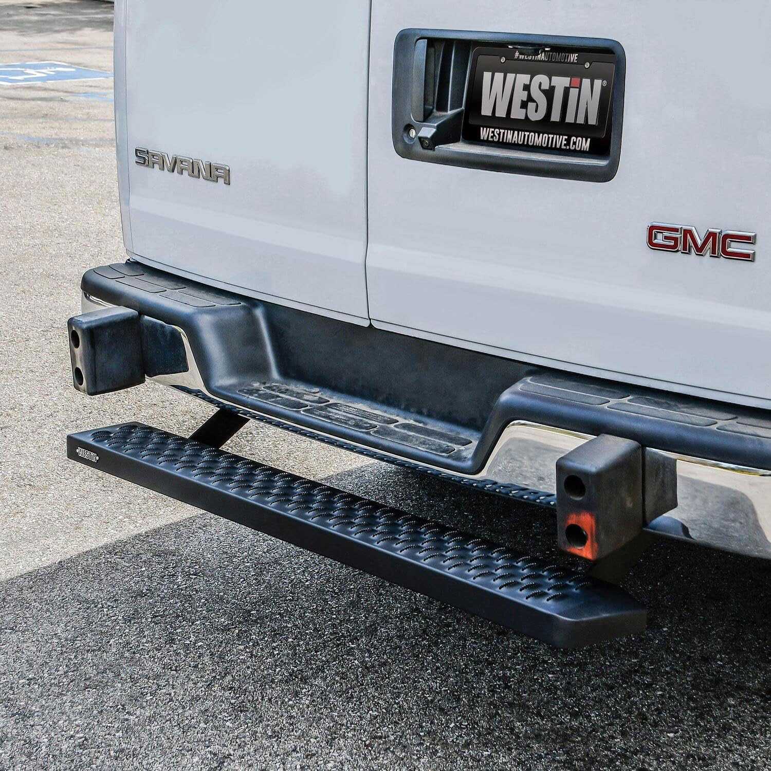 Westin 27-81015 Textured Black Running Boards - Fits 2003-2024 Chevy Express/GMC Savana 1500/2500/3500 & 2015-2024 Ford Transit Van 150/250/350 (Passenger Sliding Door or Rear) - Durable Side Steps for Easy Entry & Exit