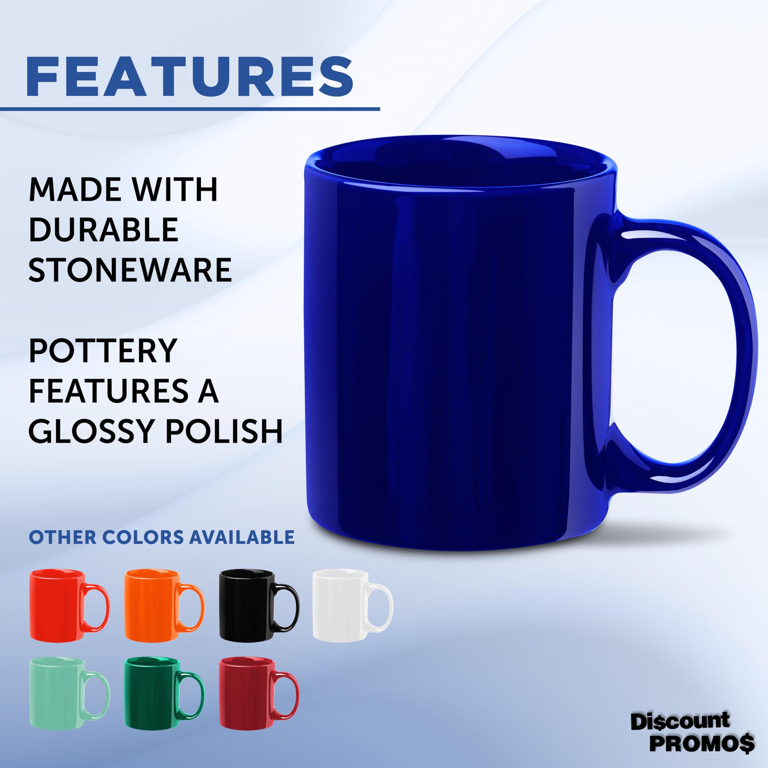 Premium 11 oz Ceramic Coffee Mugs Set of 10 - Bulk Pack for Hot & Iced Coffee, Tea, Gaming - Durable Cobalt Blue Cups for Home, Office, Cafe Use