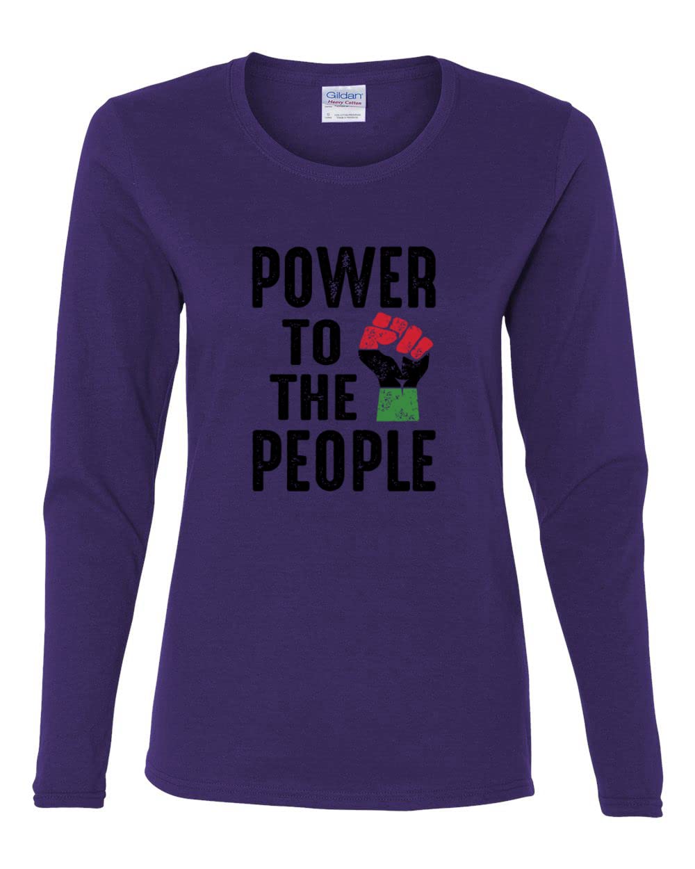 Wild Bobby Power to The People Black Pride Women's Graphic Long Sleeve T-Shirt - Black History Month Apparel & Civil Rights Movement Fashion for Women