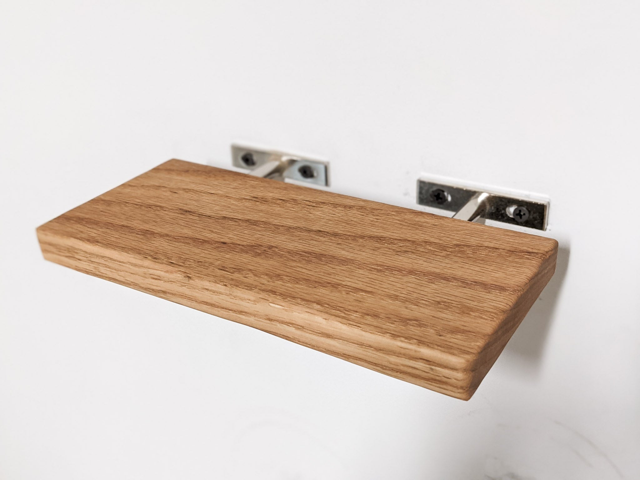 Thin Oak Floating Shelves - 16 Inch Length x 4 Inch Width | Rustic Wood Wall Shelves for Bathroom, Kitchen & Living Room Decor