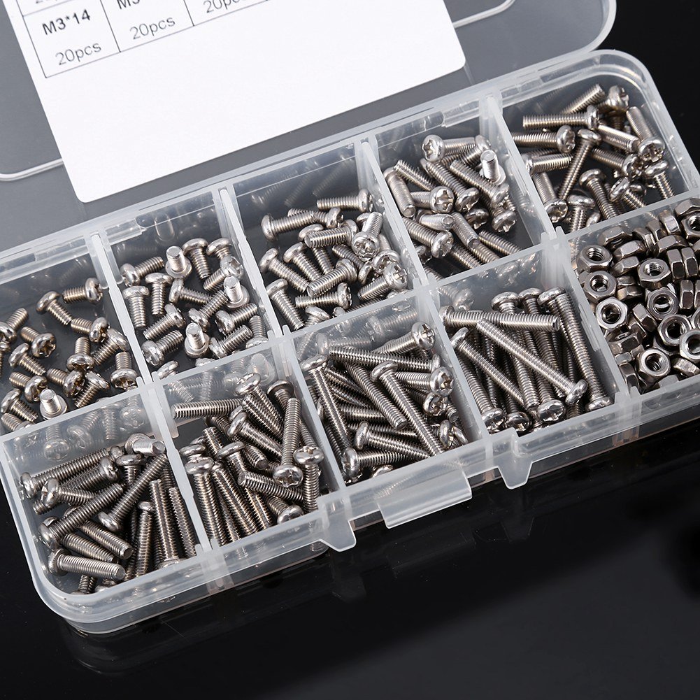 Stainless Steel Bolts & Nuts Kit - M3 Machine Screws for DIY, Furniture Repair