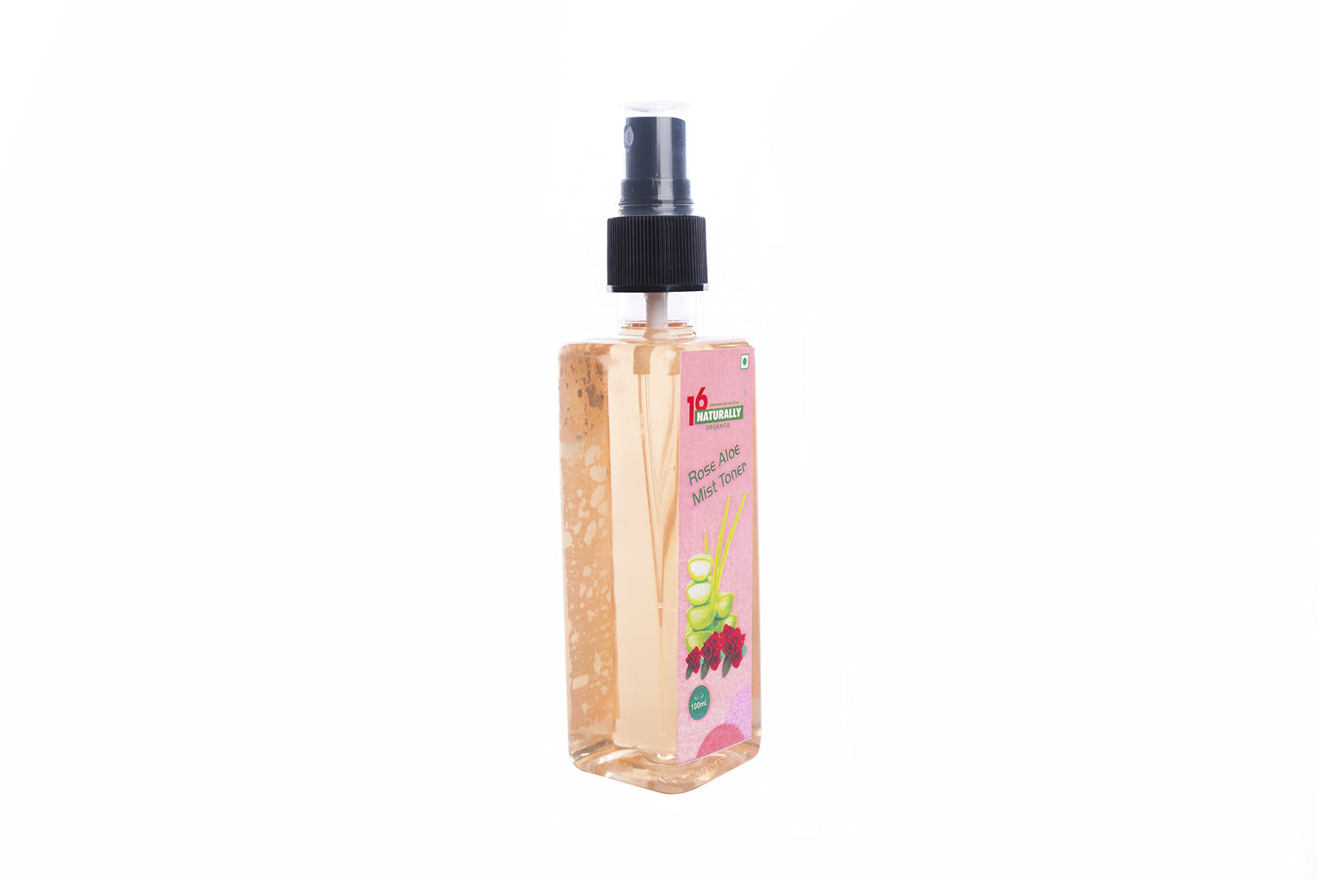 16 NATURALLY Organics Rose & Aloe Facial Mist Toner - 100ml Hydrating Spray for Dry Skin, Makeup Setting & Refreshment - Perfect for Travel, Gym & Daily Skincare Routine