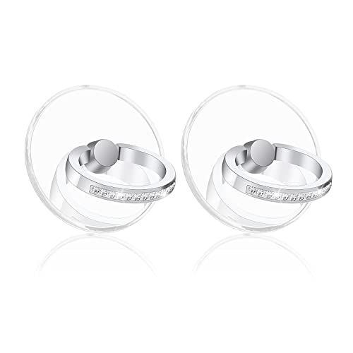 2pcs Round Transparent Phone Ring Holders with Diamond