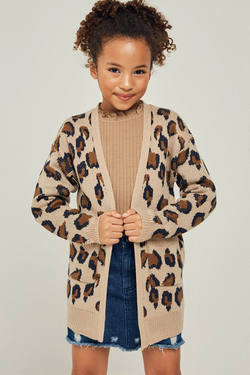 Leopard Print Knit Cardigan for Women - Cozy Long Sleeve Open Front Sweater | Perfect for Fall, Winter & Casual Outfits